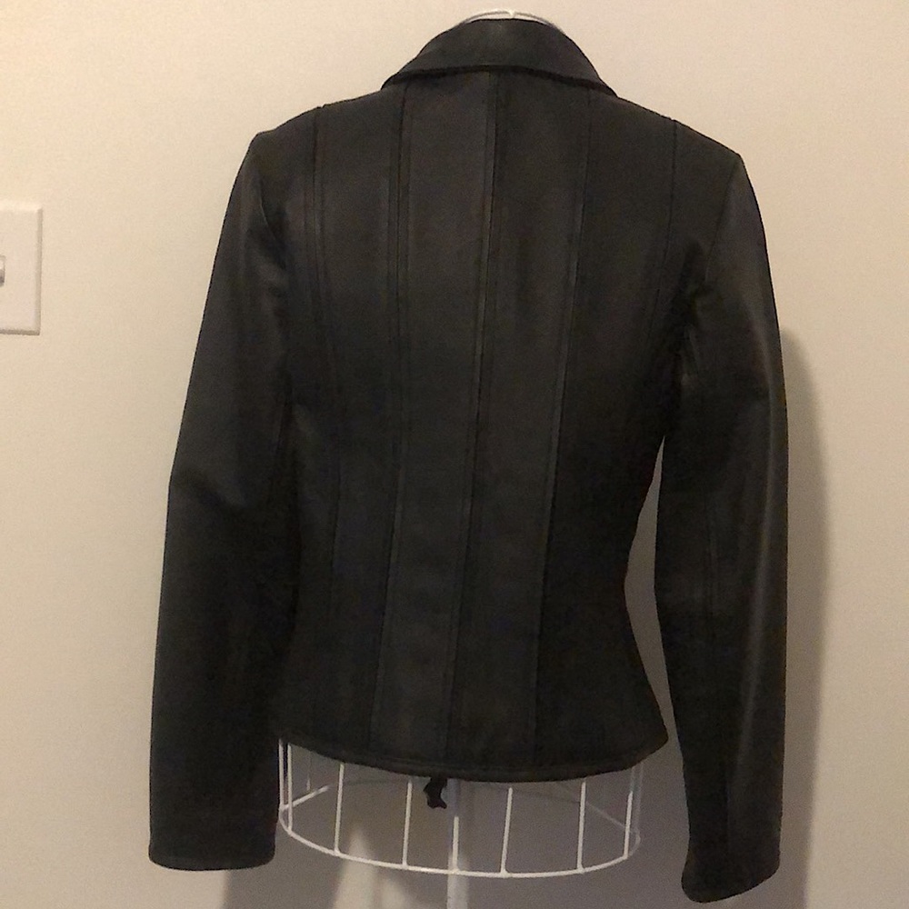 Victoria Secret - MODA International Genuine Black Leather Jacket. - Picture 5 of 12